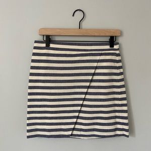 J. Crew Linen Striped Wrap Skirt